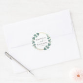 Eucalyptus Greenery Gold Foil Wedding Ronde Sticker (Envelop)