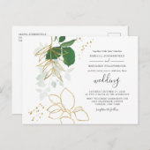 Eucalyptus Greenery Gold Foliage Geometric Wedding Uitnodiging Briefkaart (Voorkant / Achterkant)