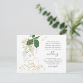 Eucalyptus Greenery Gold Foliage Geometric Wedding Uitnodiging Briefkaart (Staand voorkant)