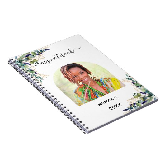 Eucalyptus greenery Gold foto modern Notitieboek (Rechterzijde)