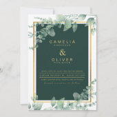 Eucalyptus Greenery Gold FOTO WEDDING INVITE Kaart (Voorkant)