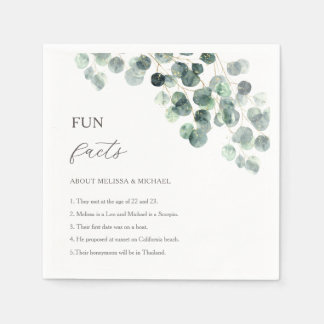 Eucalyptus Greenery Gold Fun Facts Wedding  Servet