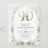 Eucalyptus Greenery Gold Garden 90e verjaardag Kaart (Voorkant)