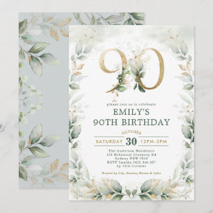 Eucalyptus Greenery Gold Garden 90e verjaardag Kaart