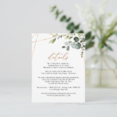 Eucalyptus Greenery Gold Geometric Details Wedding Informatiekaartje (Staand voorkant)