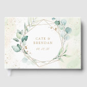 Eucalyptus Greenery Gold Geometric Elegant Wedding Gastenboek (Voorkant)