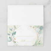 Eucalyptus Greenery Gold Geometric Elegant Wedding Plaatskaartje (Buitenkant ongevouwen)
