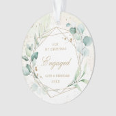 Eucalyptus Greenery Gold Geometric Engaged Photo Ornament (voorkant)