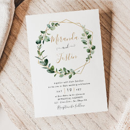 Eucalyptus Greenery Gold Geometric Lijst Wedding Kaart