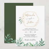 Eucalyptus Greenery Gold Geometric Lijst Wedding Kaart (Voorkant / Achterkant)
