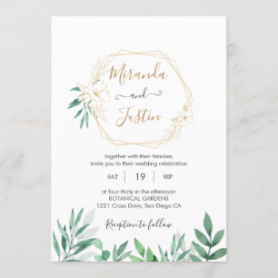 Eucalyptus Greenery Gold Geometric Lijst Wedding Kaart