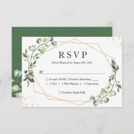 Eucalyptus Greenery Gold Geometric Lijst Wedding RSVP Kaartje
