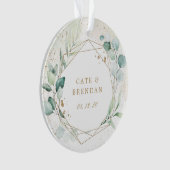 Eucalyptus Greenery Gold Geometric Photo Pas getro Ornament (voorkant)