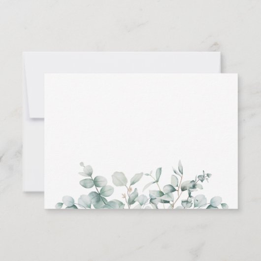 Eucalyptus Greenery Gold Geometric Rustic Wedding RSVP Kaartje (Achterkant)