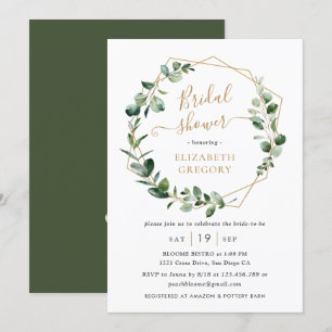 Eucalyptus Greenery Gold Geometric Vrijgezellenfee Kaart