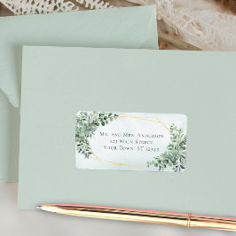 Eucalyptus Greenery Gold Geometric Wedding Address Etiket