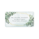 Eucalyptus Greenery Gold Geometric Wedding Address Etiket (Voorkant)