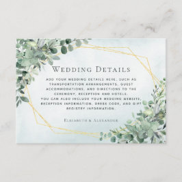 Eucalyptus Greenery Gold Geometric Wedding Details Informatiekaartje