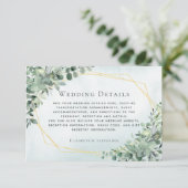 Eucalyptus Greenery Gold Geometric Wedding Details Informatiekaartje (Staand voorkant)