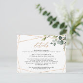 Eucalyptus Greenery Gold Geometric Wedding Details Informatiekaartje (Staand voorkant)