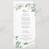 Eucalyptus Greenery Gold Geometric Wedding Menu (Voorkant / Achterkant)