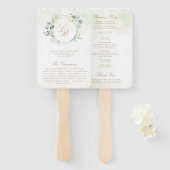 Eucalyptus Greenery Gold Geometric Wedding Program Handwaaier (Voorkant en achterkant)