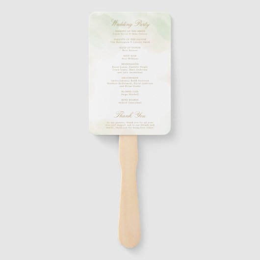 Eucalyptus Greenery Gold Geometric Wedding Program Handwaaier (Achterkant)