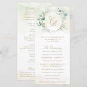 Eucalyptus Greenery Gold Geometric Wedding Programmakaart (Voorkant / Achterkant)