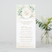 Eucalyptus Greenery Gold Geometric Wedding Programmakaart (Staand voorkant)