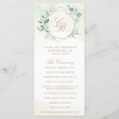 Eucalyptus Greenery Gold Geometric Wedding Programmakaart (Voorkant)