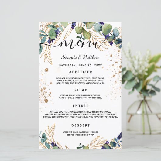 Eucalyptus greenery gold glitter (Staand voorkant)