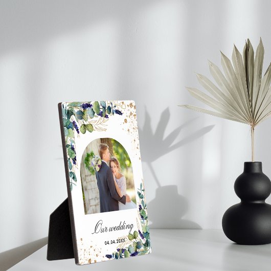 Eucalyptus greenery gold glitter foto bruiloft fotoplaat