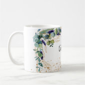 Eucalyptus greenery gold glitter name script koffiemok (Links)