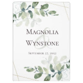 Eucalyptus Greenery Gold Glitter Weddenschap Monog Klembord (Achterkant)