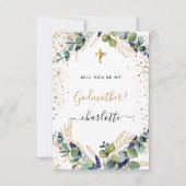 Eucalyptus greenery gold godmoessvoorstel kaart (Voorkant)