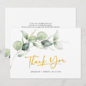 Eucalyptus Greenery Gold Hand-Lettered Wedding Bedankkaart (Voorkant / Achterkant)