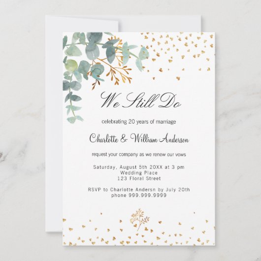 Eucalyptus greenery gold hearts vocht vernieuwing kaart (Voorkant)