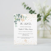 Eucalyptus greenery gold hearts vocht vernieuwing uitnodiging briefkaart (Staand voorkant)