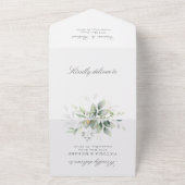 Eucalyptus Greenery Gold Leaves Botanical Wedding All In One Uitnodiging (Buitenkant)