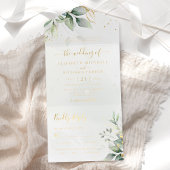 Eucalyptus Greenery Gold Leaves Botanical Wedding All In One Uitnodiging