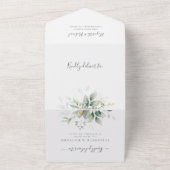 Eucalyptus Greenery Gold Leaves Botanical Wedding All In One Uitnodiging (Buitenkant)