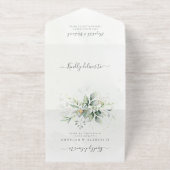 Eucalyptus Greenery Gold Leaves Botanical Wedding All In One Uitnodiging (Buiten)