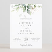 Eucalyptus Greenery Gold Leaves Botanical Wedding Kaart