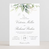 Eucalyptus Greenery Gold Leaves Botanical Wedding Kaart