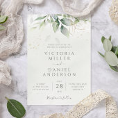 Eucalyptus Greenery Gold Leaves Botanical Wedding Kaart