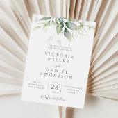 Eucalyptus Greenery Gold Leaves Botanical Wedding Kaart