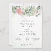 Eucalyptus Greenery Gold Leaves Botanical Wedding Kaart (Voorkant)