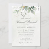 Eucalyptus Greenery Gold Leaves Bridal Brunch Kaart (Voorkant)