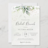 Eucalyptus Greenery Gold Leaves Bridal Brunch Kaart (Voorkant)