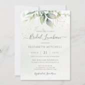 Eucalyptus Greenery Gold Leaves Bridal Luncheon Kaart (Voorkant)